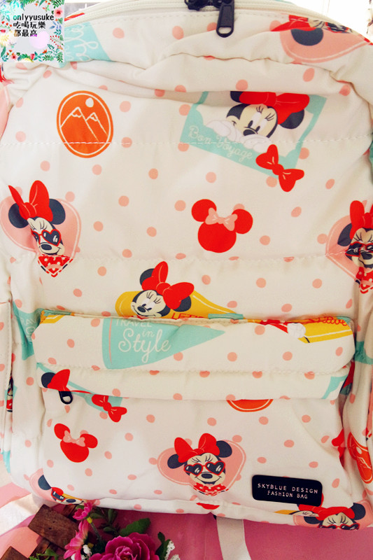 【天藍小舖迪士尼米妮圓點保冷多功能後背包/媽媽包】時尚夢幻親子包推薦