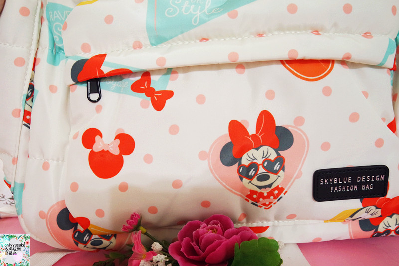 【天藍小舖迪士尼米妮圓點保冷多功能後背包/媽媽包】時尚夢幻親子包推薦