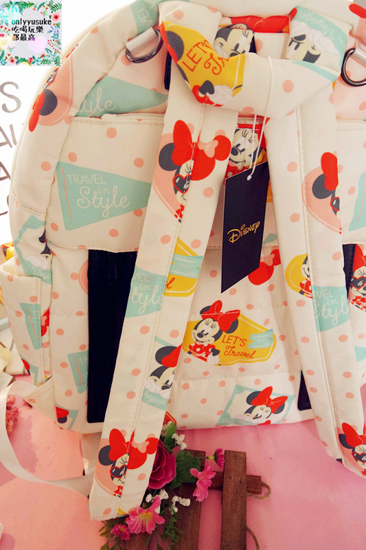 【天藍小舖迪士尼米妮圓點保冷多功能後背包/媽媽包】時尚夢幻親子包推薦