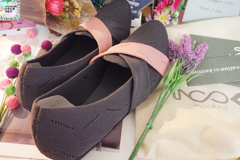 【inooknit交叉帶條樂福鞋】超特別數位針織,柔軟舒適透氣,搶眼拼色時尚