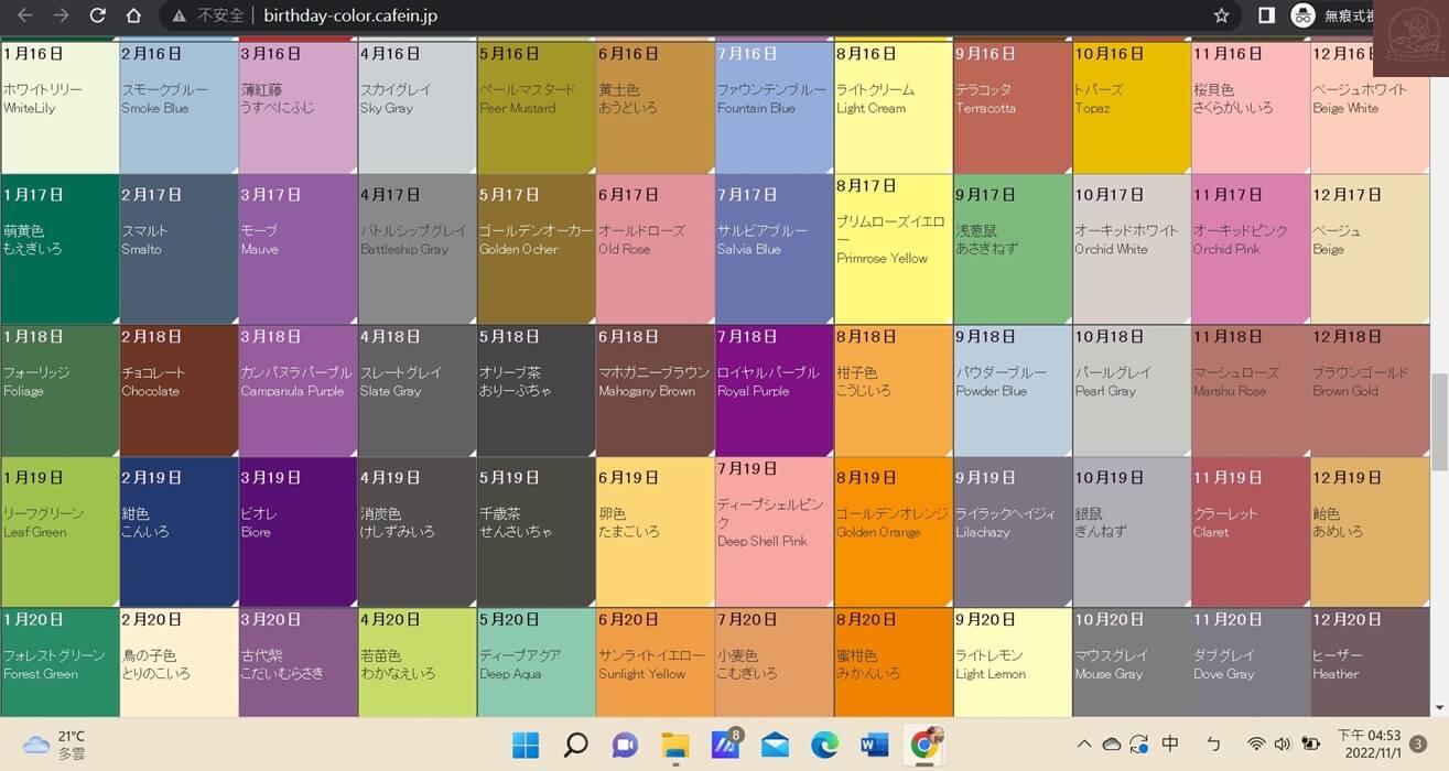 生日鹽顏色查詢