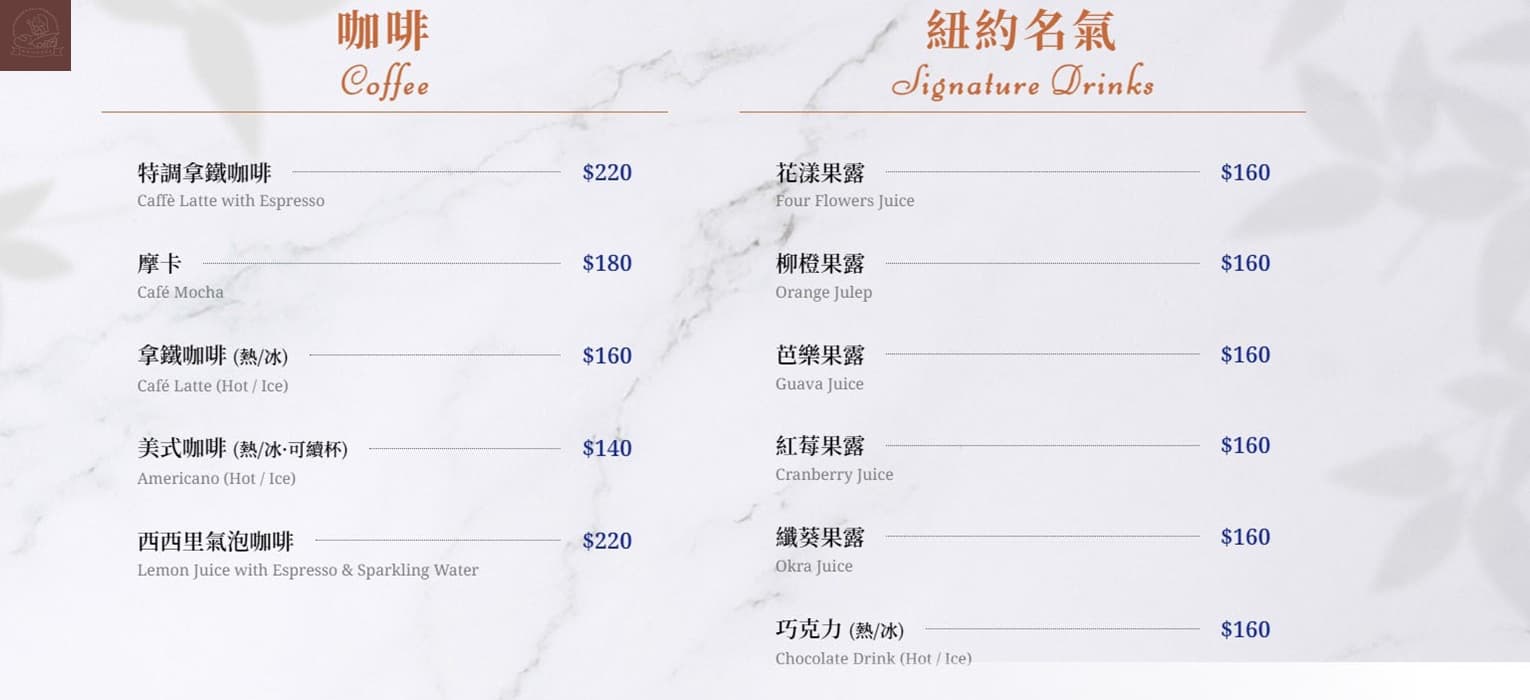 紐約早餐女王菜單